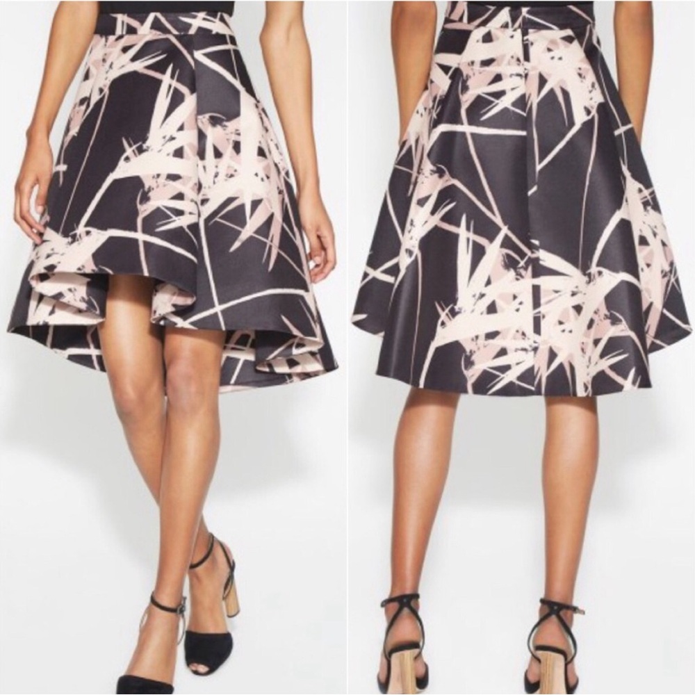 HALSTON Heritage Printed Skirt Elegant Structured Skirt high low NWT size 14